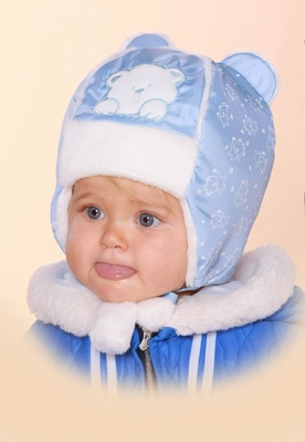 Зимняя шапка Бабасик "Мишутка" голубая